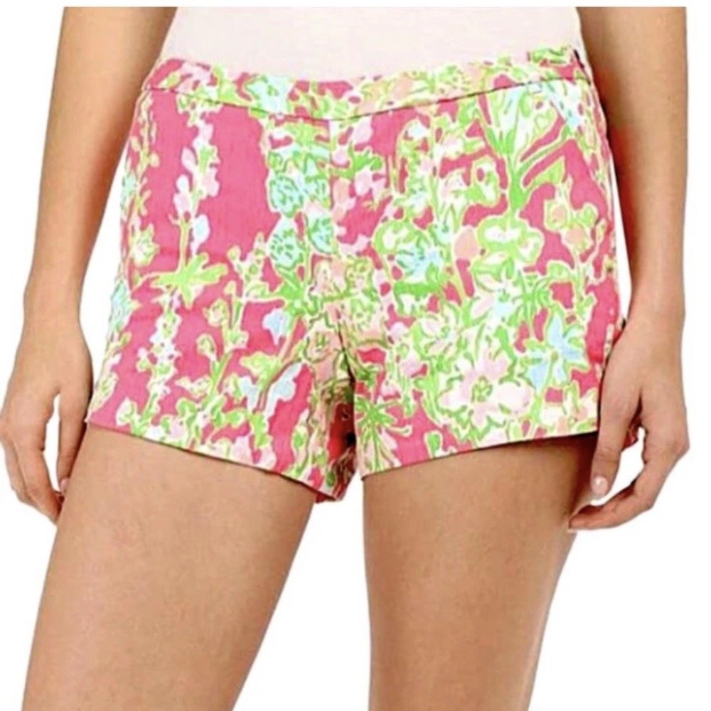 Lilly Pulitzer Adie Shorts Pink Green Flamingo Southern Charm Print Size 2 Women - Picture 5 of 16